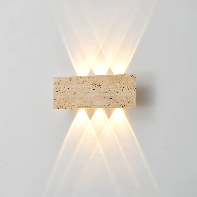 Travertine Stone Wall Light, Waterproof Up and Down LED Sconce for Hallway, Porch and Garden, Warm White