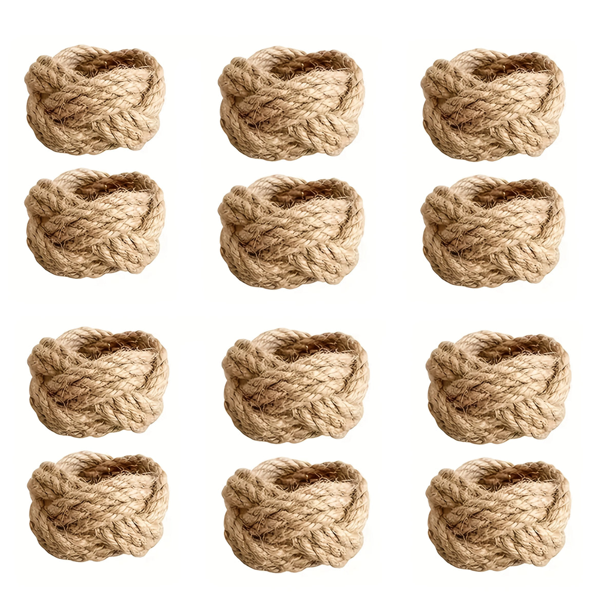 Braided Jute Napkin Rings Set of 12, product photo 1