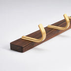 Walnut-Tone Towel Hook Rail, 3-Hook Wall Rack for Towels, Robes and Coats