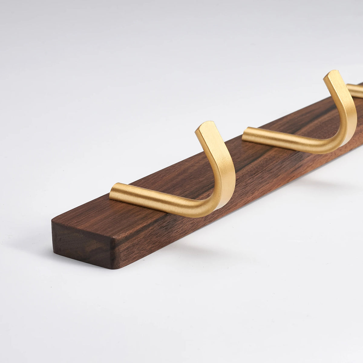 Walnut-Tone Towel Hook Rail, 3-Hook Wall Rack for Towels, Robes and Coats