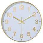 Retro Wall Clock with Raised Numbers, Silent Quartz Clock for Living Room and Kitchen, 25 cm, Emerald Green, Olive Green, Black or White and Gold