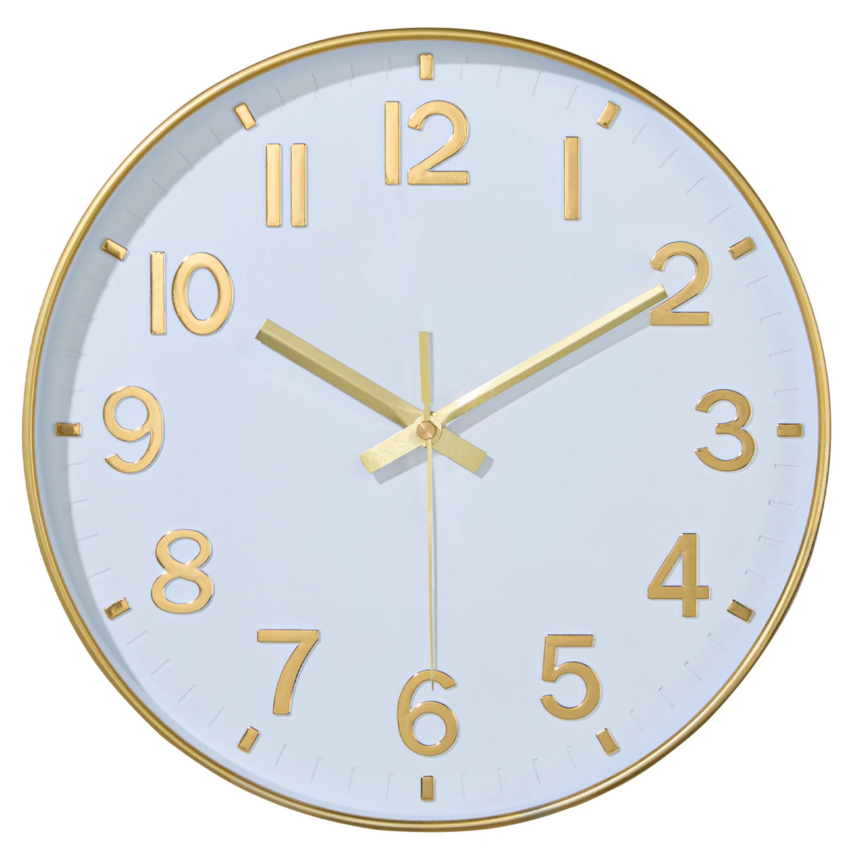 Retro Wall Clock with Raised Numbers, Silent Quartz Clock for Living Room and Kitchen, 25 cm, Emerald Green, Olive Green, Black or White and Gold