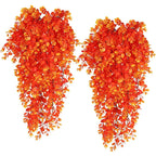 Artificial Eucalyptus Vine Set of 2, Faux Greenery Garland for Wall, Shelf and Mantel, Green, Rust or Orange