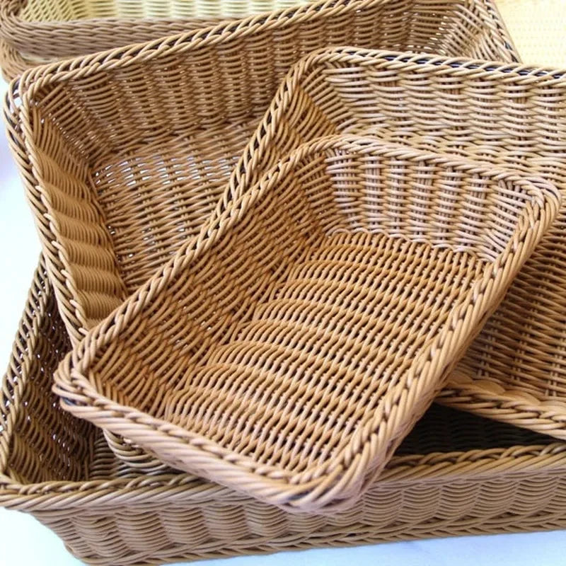 Rectangular Rattan-Style Storage Basket, product photo 1