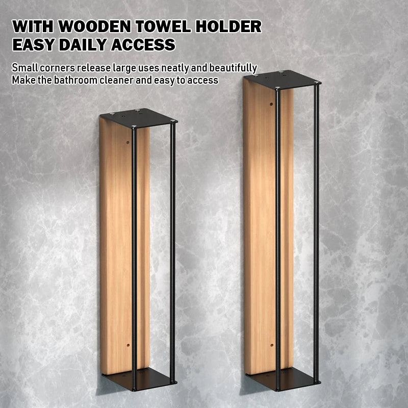 Wall-Mounted Rolled Towel Rack, Decorative Bathroom Towel Storage, No Drilling Needed, 40 or 50 cm