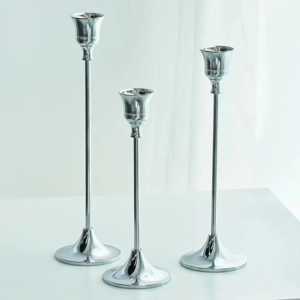 Metal taper candlestick set of 3