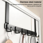 Over-the-Door Hooks with 6 Hooks, Metal Door Hanger for Coats, Towels and Bags, White or Black