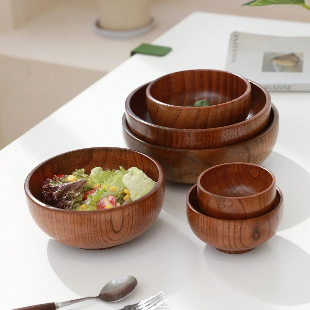 Stackable Solid Wood Bowl, product photo 1