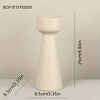 Cylinder Ceramic Candle Holders, Concrete-Look Pillar Candle Stands for Table and Mantel, Cream or Grey, 20 or 25 cm