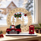 Wooden advent calendar with Santa truck