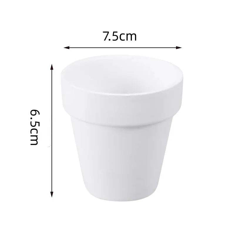 White Terracotta Pots Set of 6, 8 cm Small Planters with Drainage Holes for Succulents and Herbs