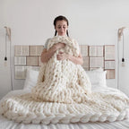 Chunky Knit Blanket, Thick Knitted Throw for Sofa, Bed and Reading Chair, Cream, Beige, Light Grey or Forest Green