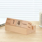 Wooden Perpetual Calendar, Flip Block Desk Calendar for Month and Date
