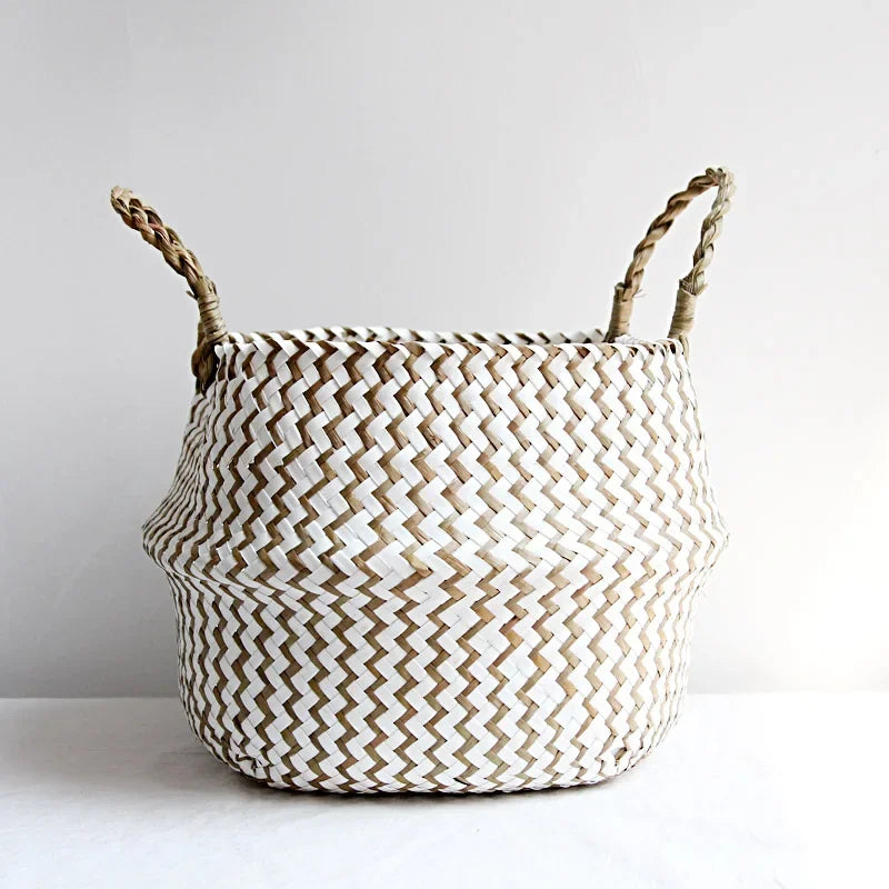 Boho Striped Wicker Basket, product photo 4