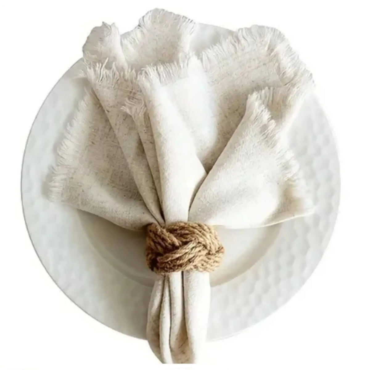 Braided Jute Napkin Rings Set of 12, product photo 2