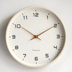 Nordic Wooden Frame Wall Clock, Silent Minimalist Clock for Living Room, Kitchen and Office, White or Navy Dial