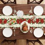 Christmas table runner with poinsettias