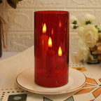 Flameless LED Candles Set of 3 with Acrylic Shade, Flickering Battery Candles for Mantel and Dining Table, Smoke Grey or Red