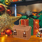 House-Shaped Woven Basket with Lid and Handle, Decorative Storage Basket for Shelf, Bedroom and Kids’ Rooms