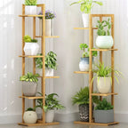 Bamboo Corner Plant Stand, Tall Tiered Plant Shelf for Indoor Plants and Flower Pots, 5 or 6 Tiers