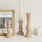 Turned Wooden Candlesticks, product photo 1