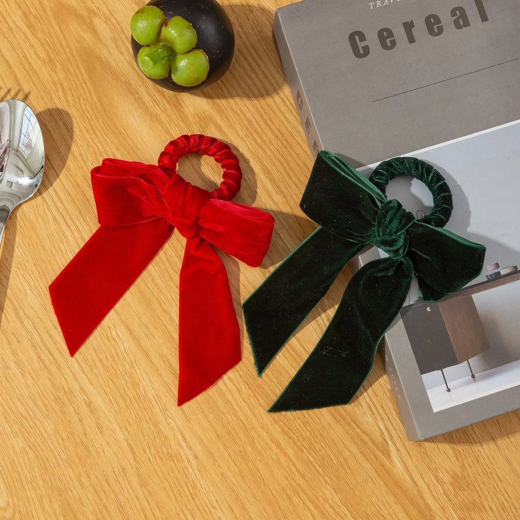 Bow Napkin Rings Set of 6, Christmas Napkin Holders for Holiday Dinner and Wedding Tables, Burgundy, Red or Green