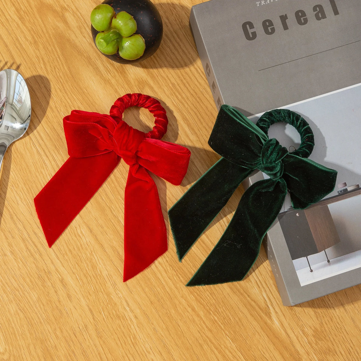 Bow Napkin Rings Set of 6, Christmas Napkin Holders for Holiday Dinner and Wedding Tables, Burgundy, Red or Green