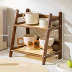 2-Tier Bamboo Countertop Shelf with Woven Shelves, product photo 4