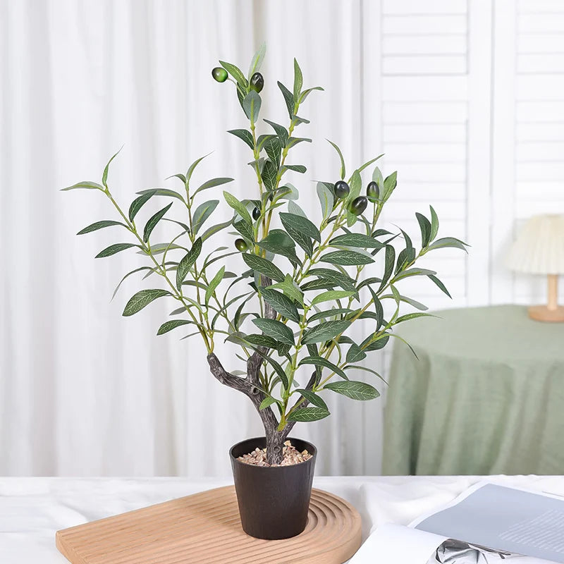 Small Artificial Olive Tree in Pot, Faux Tabletop Plant for Shelf, Desk and Windowsill