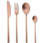 Matte Stainless Steel Cutlery Set of 4, Knife, Fork, Spoon and Teaspoon, Gold, Silver, Black or Rose Gold