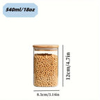 Glass Food Storage Jars with Wood-Tone Lids, Square Kitchen Canisters for Pasta, Grains and Snacks, Set of 2 or 4