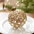 Decorated Glass Christmas Ball, 8 cm Christmas Tree Ornament, Red and Gold, Cream and Gold, Gold Lattice or White and Green