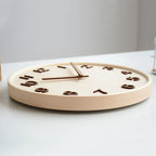 Japanese-Style Silent Wooden Wall Clock, Minimalist Clock with Raised Numbers for Living Room and Kitchen, Natural or Dark Wood