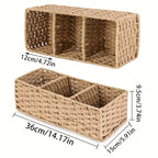 Paper Rope Storage Box, Woven Toilet Tank Top Basket for Tissues, Cosmetics and Toiletries, Natural