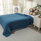 Cotton Muslin Throw Blanket, 6-Layer Lightweight Breathable Throw for Sofa and Bed, Sage Green, White or Blue, Three Sizes