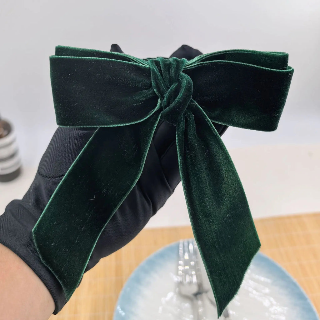 Bow Napkin Rings Set of 6, Christmas Napkin Holders for Holiday Dinner and Wedding Tables, Burgundy, Red or Green
