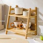 2-Tier Bamboo Countertop Shelf with Woven Shelves, product photo 3