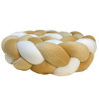 Knot Pillow, Soft Knotted Decorative Cushion for Sofa, Bed and Reading Nook, 1 m Braid, White, Camel, Grey and White or Camel and White