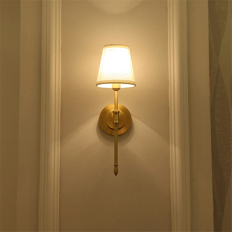 Brass Wall Sconce with Linen Shade, product photo 4