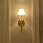 Brass Wall Sconce with Linen Shade, product photo 4