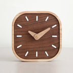 Solid Wood Table Clock with Walnut-Tone Face, Silent Desk Clock for Bedside and Shelf