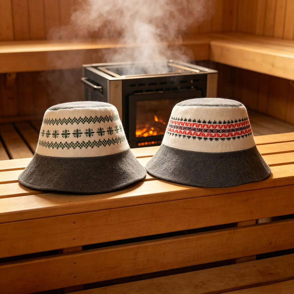 Wool felt sauna hats, set of 2