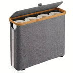 Toilet Paper Storage Basket with Lid, Holds 12 Rolls, Bathroom Storage Bin, Grey or Black