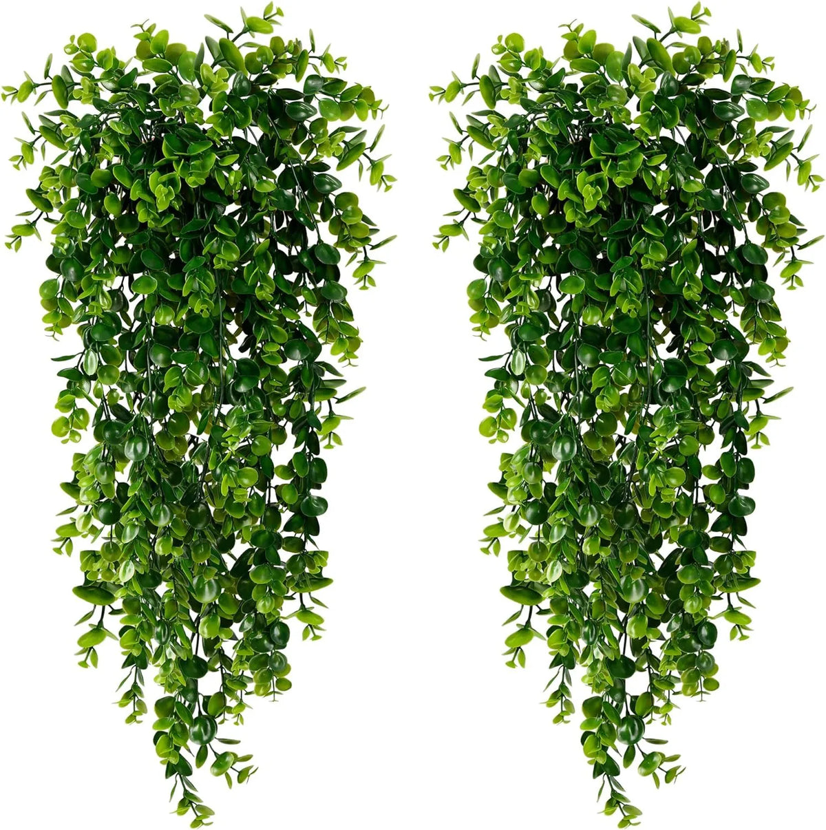 Artificial Eucalyptus Vine Set of 2, Faux Greenery Garland for Wall, Shelf and Mantel, Green, Rust or Orange