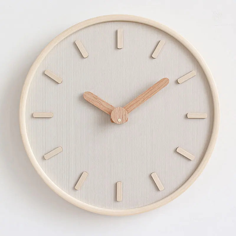 Minimalist Wooden Wall Clock, Silent Japanese-Style Clock for Living Room, Bedroom and Kitchen, Beige or White