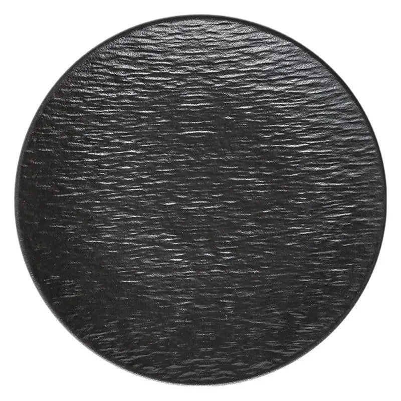 Matte Textured Ceramic Dinner Plate, Round Serving Plate for Steak, Pasta and Grilled Dishes, Black or White, Two Sizes