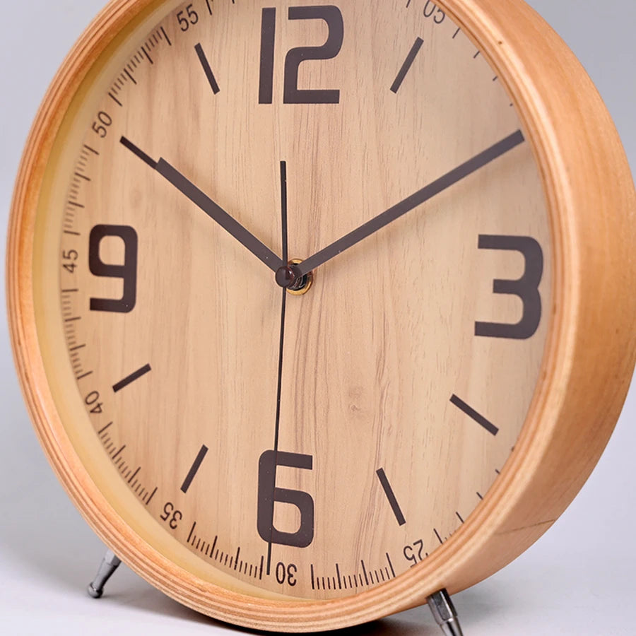 Wooden Table Clock, Silent Desk and Shelf Clock for Living Room and Bedroom, Four Styles
