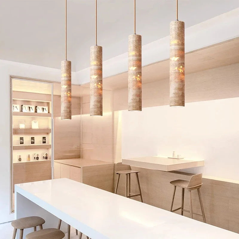 Travertine Tube Pendant Light, product photo 3