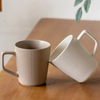 Matte Ceramic Mug with Relief Texture, 500 ml Nordic Coffee and Milk Mug, White or Brown