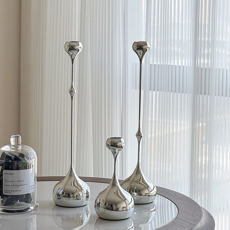 Silver Metal Candlestick Holder, product photo 1